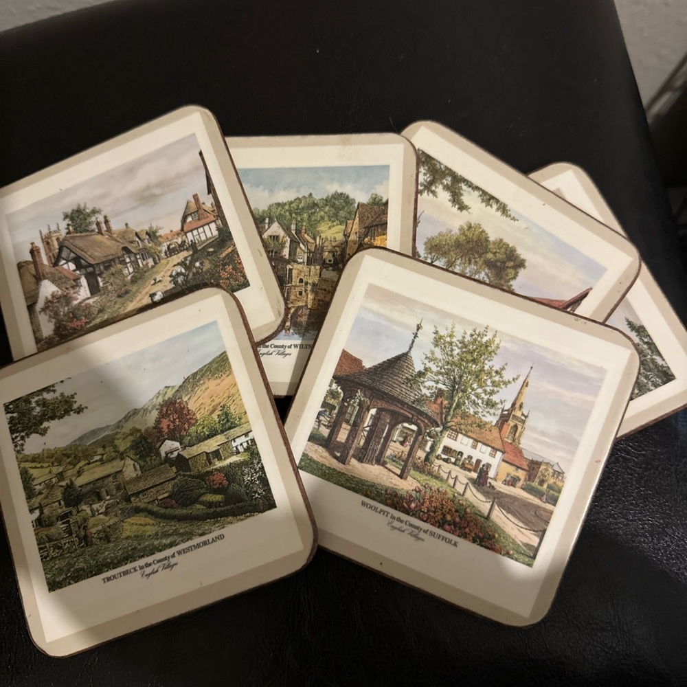 Vintage Pimpernel English Village Scene Coasters - Set of 6
